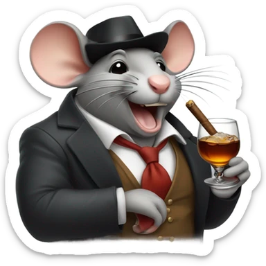 Rat smoking a cigar and drinking bourbon  sticker