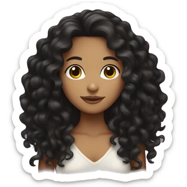 Tan girl with long black curly hair  sticker