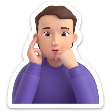 thinking face, hand on chin sticker