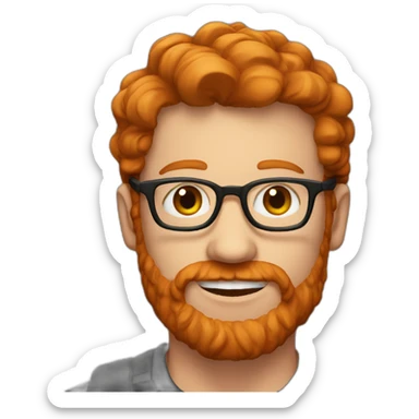 ginger haired man from Leeds with glasses and stubble sticker
