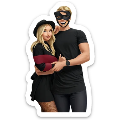 blonde girl and masked boy sticker