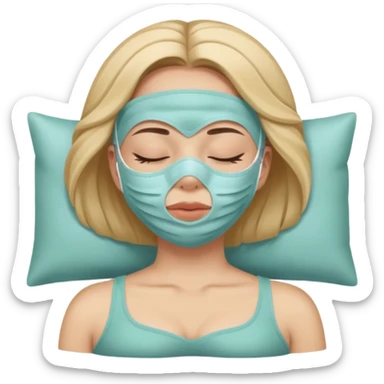 Lady with face mask spa beauty full face relaxing sticker