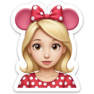 Skinny girl Hazel eyes blonde hair Minnie mouse ears sticker