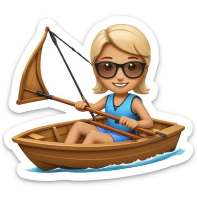 My emoji character driving a bow rider boat sticker