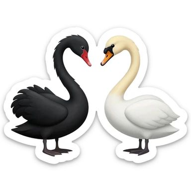 Black swan and white swan facing each other sticker