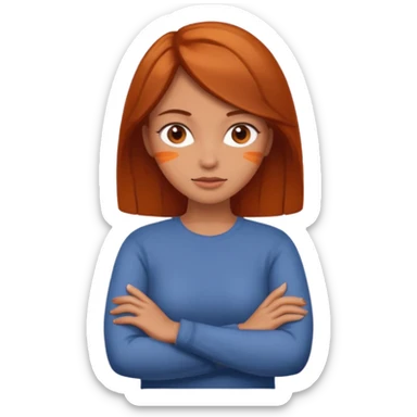 woman crossing her arms, orange skin, brown hair sticker