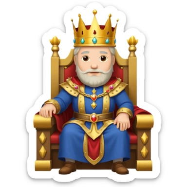 old king sitting on throne sticker