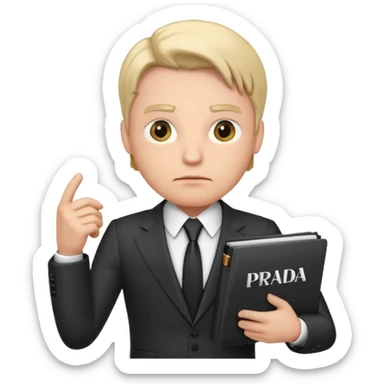 Boss holding the word prada sticker