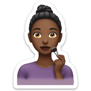 girl putting makeup sticker