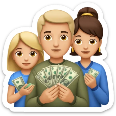 A caring parent counting money with family icons emoji sticker