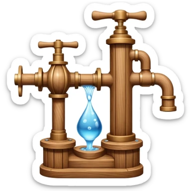 Ghibli style water pump with water pouring out of it sticker