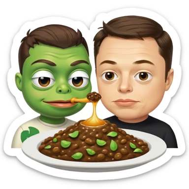 Pepe and Elon musk combined eating poop sticker