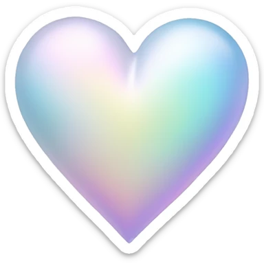 Pastel White iridescent heart sticker