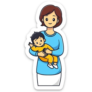 cartoon mom holding a child sticker