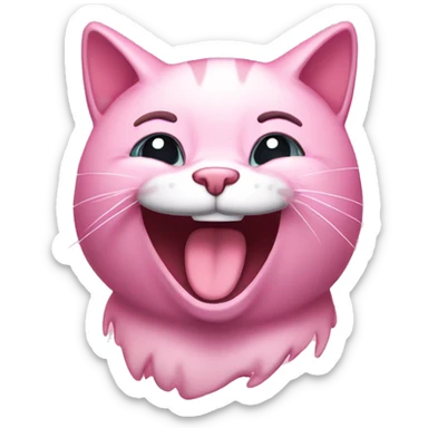 laughing with tears pink cat sticker