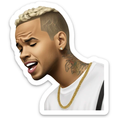 Hyper Realistic Chris brown singing residuals  sticker