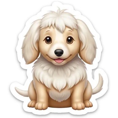 Fluffy white wiener dog  sticker