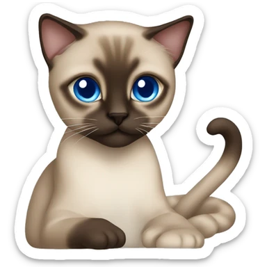 Siamese cat with blue eyes cuddling brown hair women  sticker