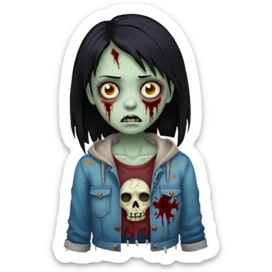 zombie girl with black hair sticker