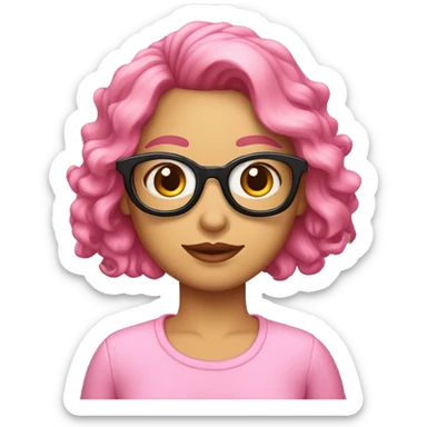 uma mulher loira cabelo curto, camisa rosa de oculos e cara de julgamento sticker