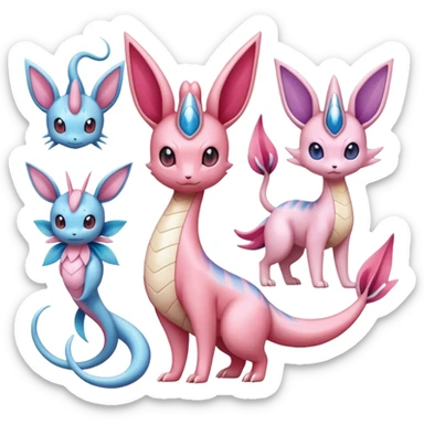 Milotic-Sylveon-Espeon-Vaporeon-Dragonair-Pokémon full body sticker