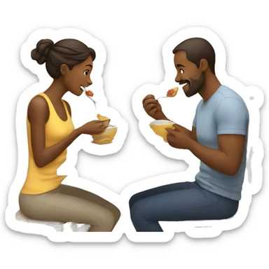Two Parents are eating breakfast with their baby  sticker