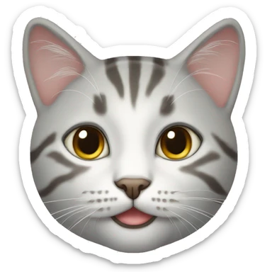 white and grey tabby cat sticker
