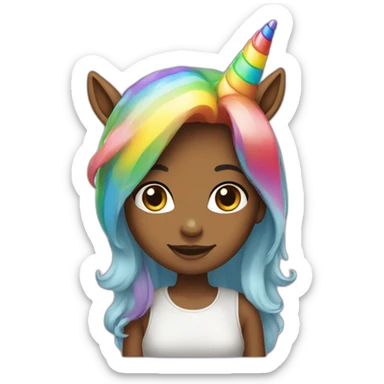 Girl-with-raibow-unicorn-hat sticker