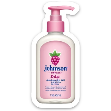 realistic Johnson and Johnson style bottle pink cap pink logo clear bottle with berry party logo with diddy oil and a berry on top bottle sticker