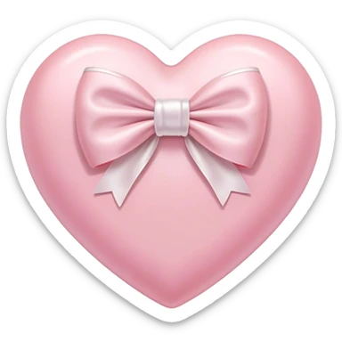 Pastel pink heart with white bow sticker