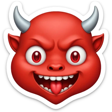 Devil's face? With heart-shaped eyes. An open, drooling mouth. sticker