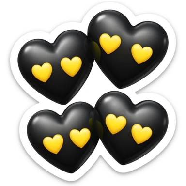 3 black hearts & 1 yellow heart sticker