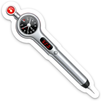 the neuralyzer from Men in Black movies; a pocket sized, extendable silver probe with a red light at the tip and 3 small black dials in the extended part sticker