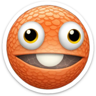 3d sphere with a cartoon Salmon skin texture with big kind eyes sticker