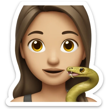 Girl with brown hair and wide body holding a snake sticker