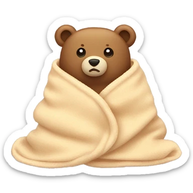 bear cozy in blanket sticker