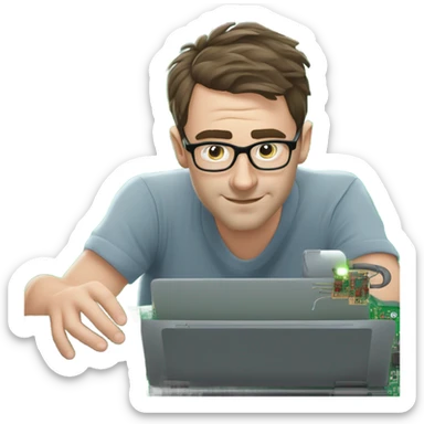 man looks 35 classes short hair, european, tech nerd love pcb designing sticker