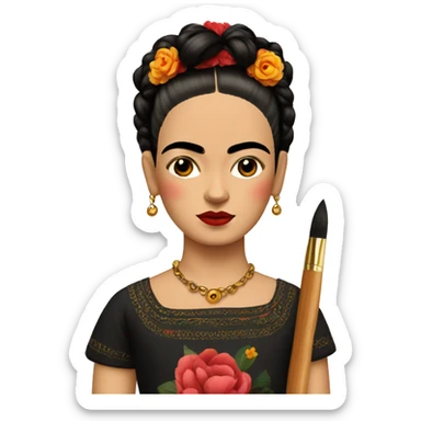 body frida kahlo kid with paintbrush sticker