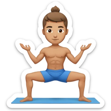 guy blue short warrior2 yoga pose sticker