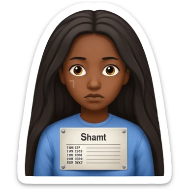 sad black prisoner long haired woman mug shot with bg no cup sticker