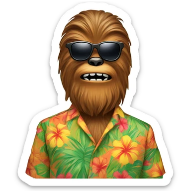 Chewbacca wearing sunglasses and a Hawaiian shirt sticker