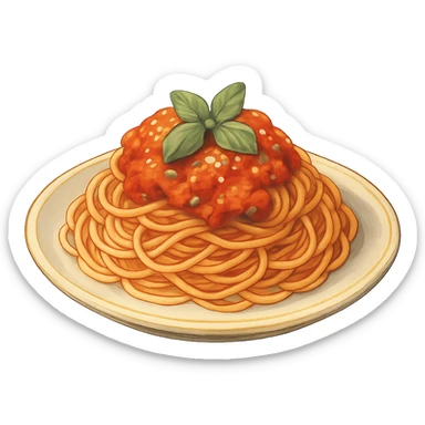 ghibli style spaghetti with rich colors and soft shading sticker