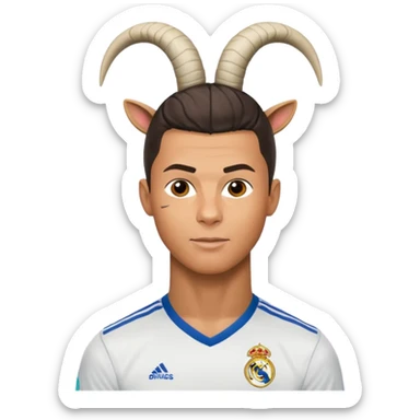I want Ronaldo in Madrid and something over his head saying GOAT sticker