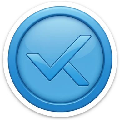 A check mark in a completely blue circle like a max sticker