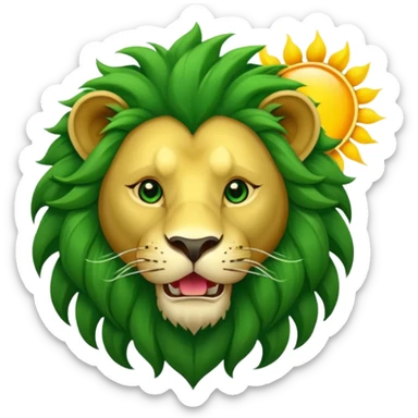 Majestic green lion with sun in his mouth sticker