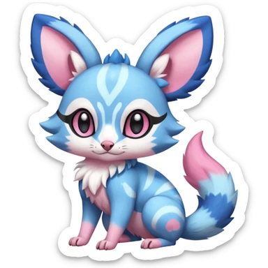 Rare realistic cool cute epic aesthetic colorful Amaura-Sylveon-Civet-Genet-species-Fakemon-hybrid-creature, with markings, full body sticker