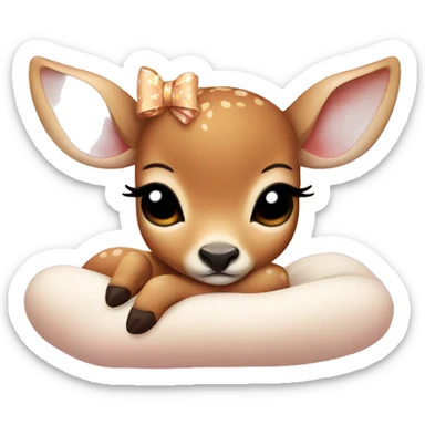 Baby deer with bows sleeping  sticker