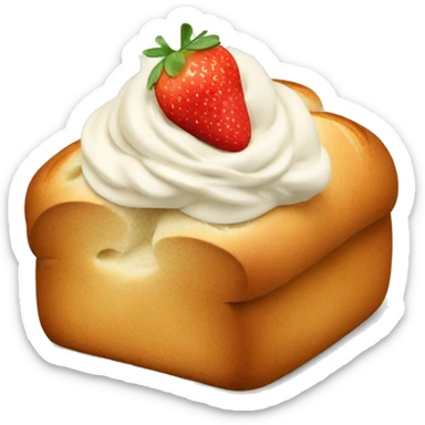 Bread with cream and strawberry on top sticker