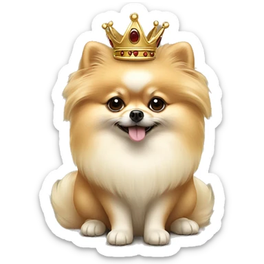 Crème Pomeranian with crown  sticker