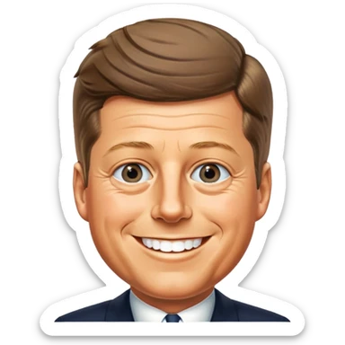 John F. Kennedy smiling face, minimal details, friendly diplomatic mood sticker